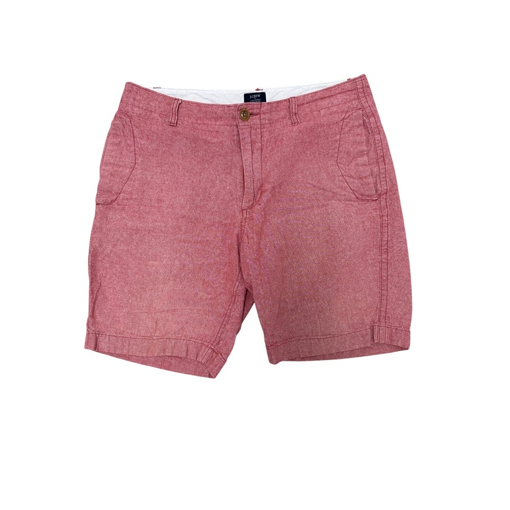 J.Crew Mens 32 Red Linen Cotton Beach Shorts A4142 Heathered Summer Casual
